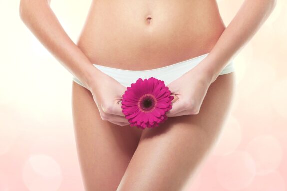 A representation of a candidate for "down there" plastic surgery, also known as vaginal rejuvenation.